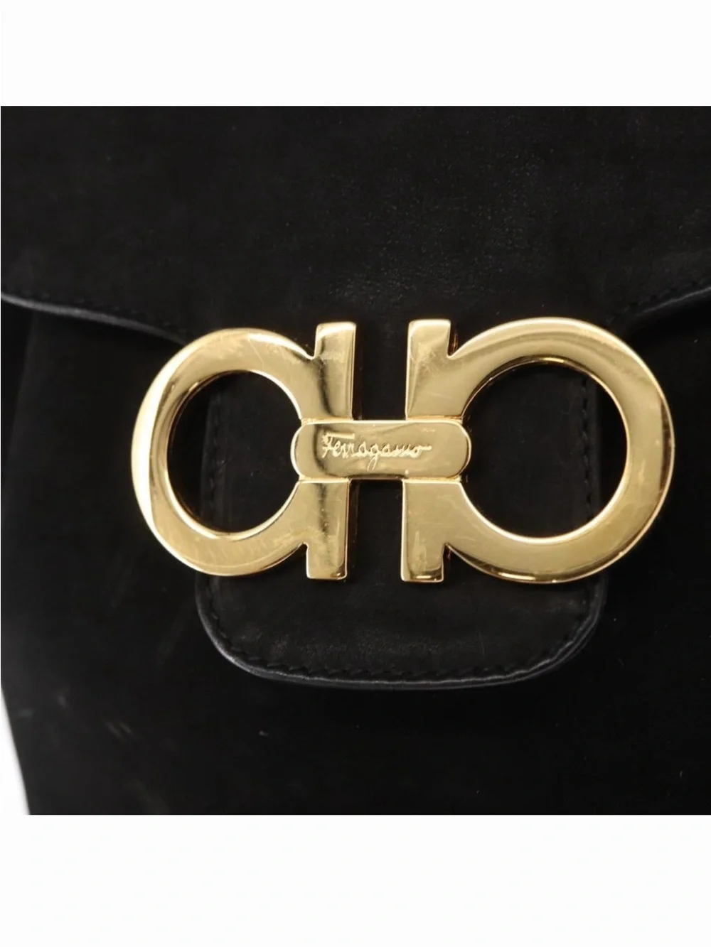 Salvatore Ferragamo Gancini Vintage Black Suede Backpack